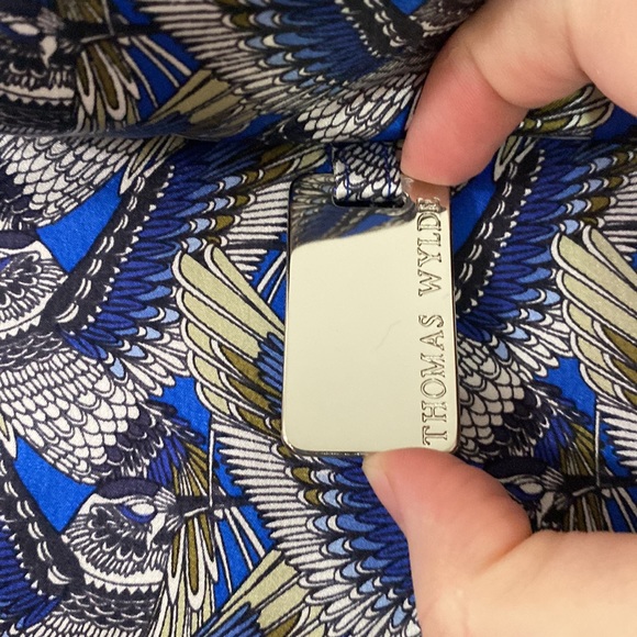 Thomas Wylde silk blue hummingbird print goose down puffer jacket size M - Picture 9 of 16